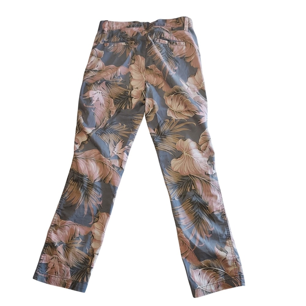 GAP Girlfriend Chino Pants Women 4‎ Tropical Floral Palm Leaf Tropical Gray Pink - Picture 4 of 12